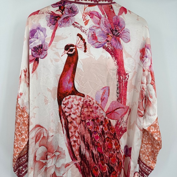 Soft Surroundings Other - Soft Surroundings Stunning Faye Silk Blend XXL Peacock Floral Kimono Robe 2XL
